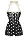 [US Warehouse] Black 1950s Polka Dots Halter Swimsuit