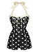 Black 1950s Polka Dots Halter Swimsuit