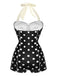 Black 1950s Polka Dots Halter Swimsuit