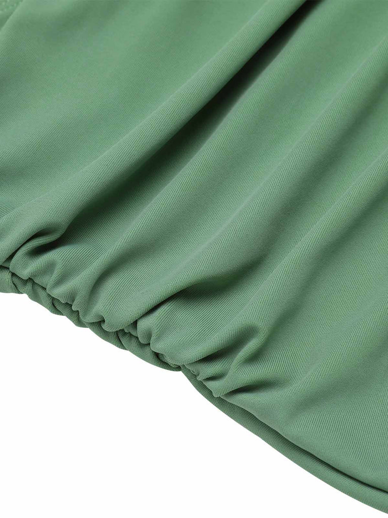 [US Warehouse] Green 1930s Peony Halter One-Piece Swimsuit