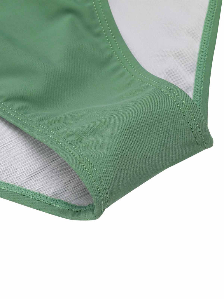 [US Warehouse] Green 1930s Peony Halter One-Piece Swimsuit