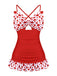 [US Warehouse] 1930s Polka Dot Bowknot Patchwork Swimsuit