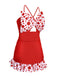 [US Warehouse] 1930s Polka Dot Bowknot Patchwork Swimsuit