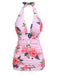 Pink 1930s Roses Halter Belt Swimsuit