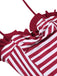 [US Warehouse] Wine Red 1950s Stripe Heart Collar Swimsuit