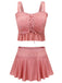 Pink 1940s Plaid Lace up Swimsuit