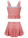 Pink 1940s Plaid Lace up Swimsuit
