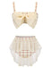 [US Warehouse] 1950s Bowknot Plaid Mesh Patchwork Swimsuit