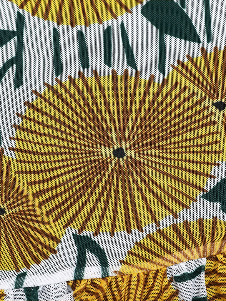 [US Warehouse] 1950s Halter Ping Pong Floral Swimsuit