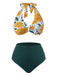 [US Warehouse] 1950s Halter Ping Pong Floral Swimsuit