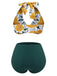 [US Warehouse] 1950s Halter Ping Pong Floral Swimsuit