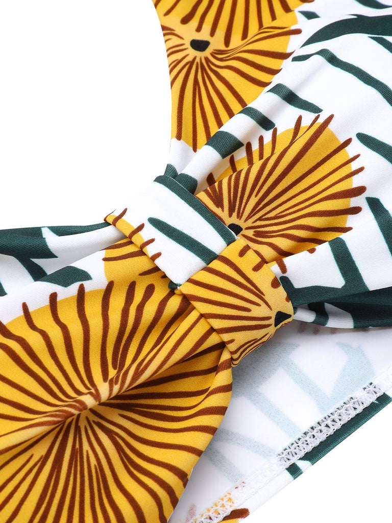 [US Warehouse] 1950s Halter Ping Pong Floral Swimsuit