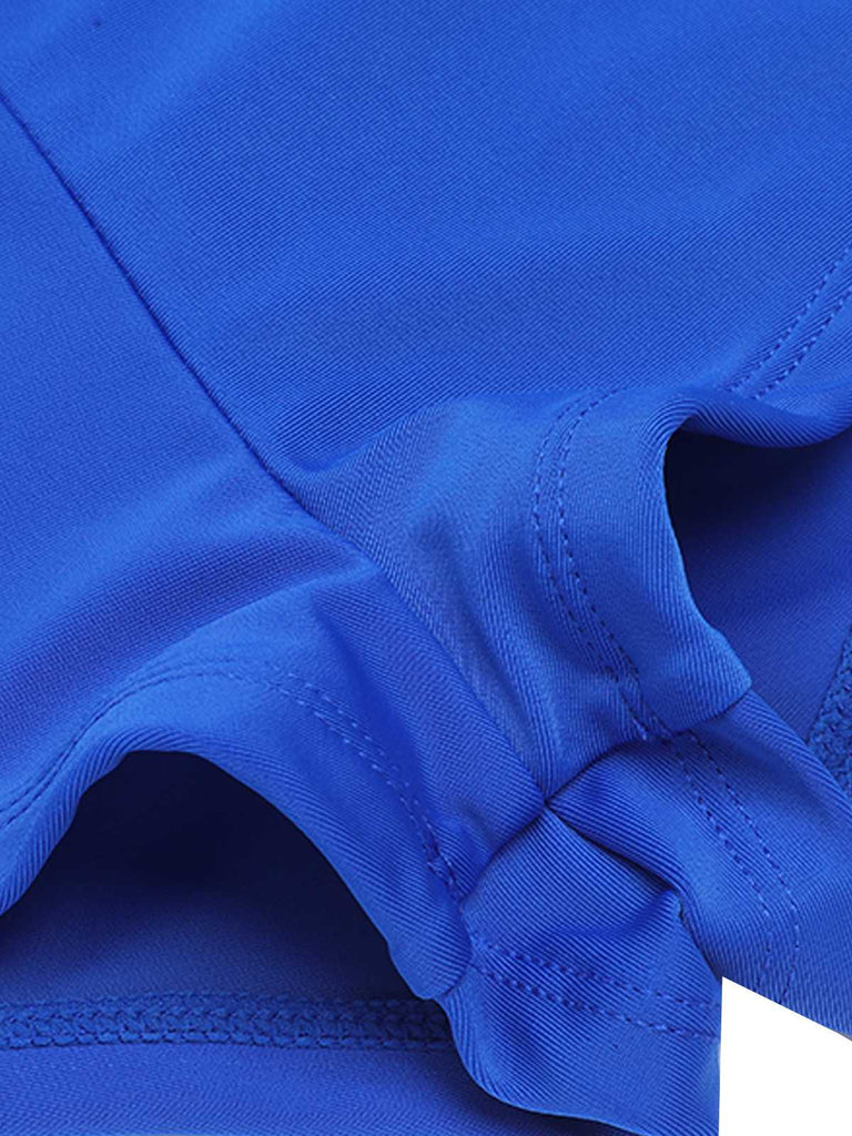 Blue 1930s Halter Lemon Belted Swimsuit