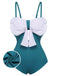 Blue 1930s Bow Halter One-piece Swimsuit