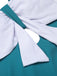 2PCS Blue 1930s Bow Strap Swimsuit & Skirt