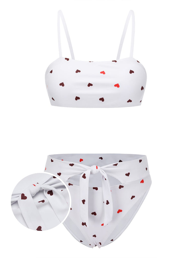 Red 1940s Heart Spaghetti Strap Swimsuit