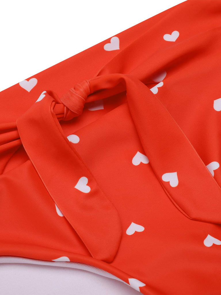 Red 1940s Heart Spaghetti Strap Swimsuit