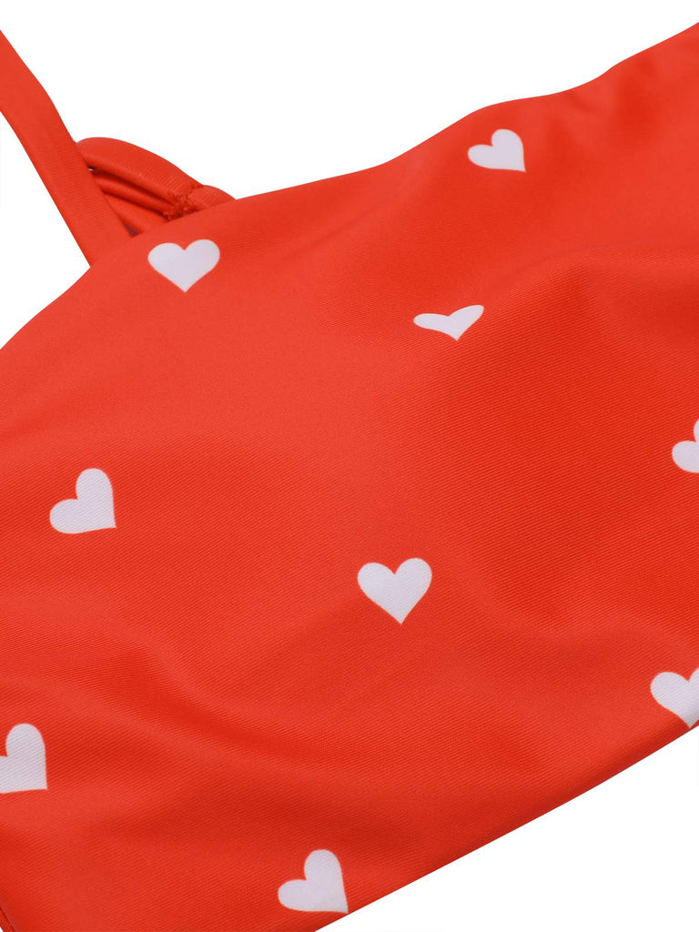 Red 1940s Heart Spaghetti Strap Swimsuit