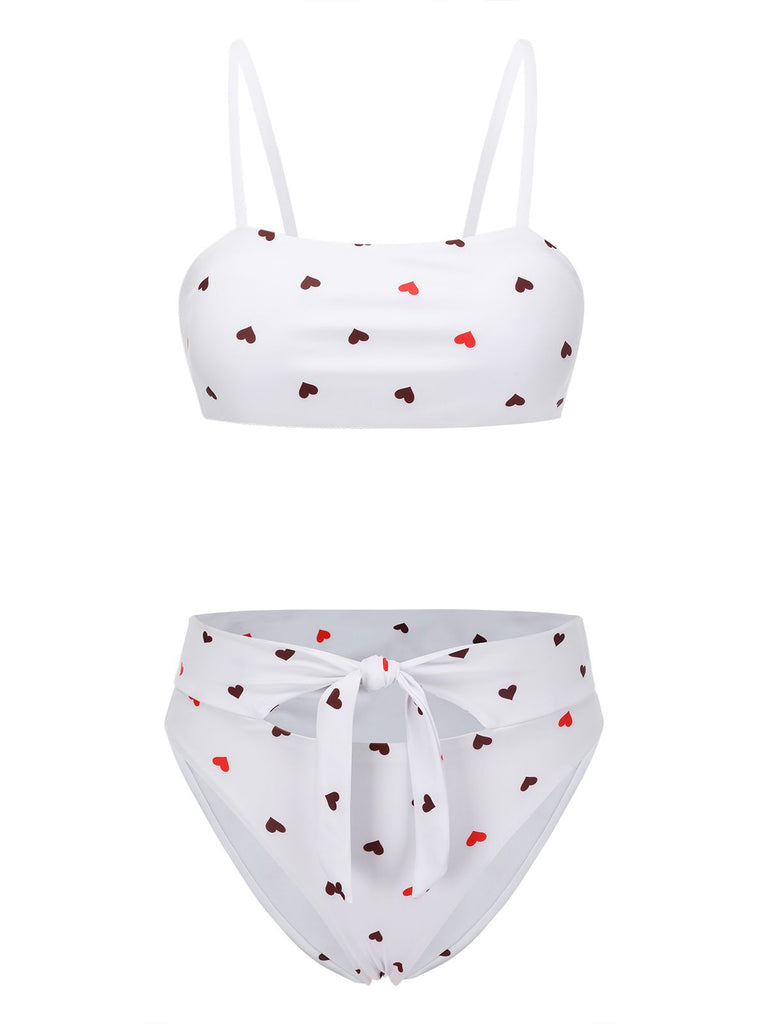 Red 1940s Heart Spaghetti Strap Swimsuit