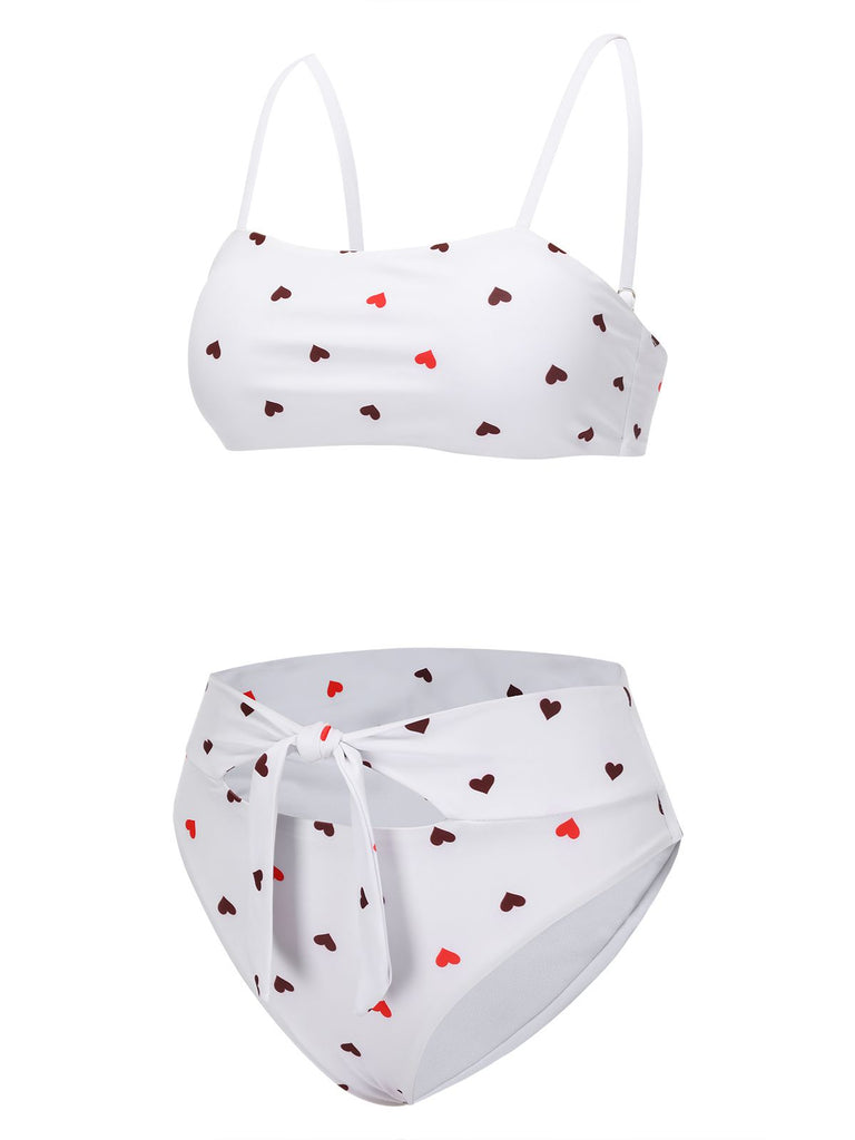Red 1940s Heart Spaghetti Strap Swimsuit