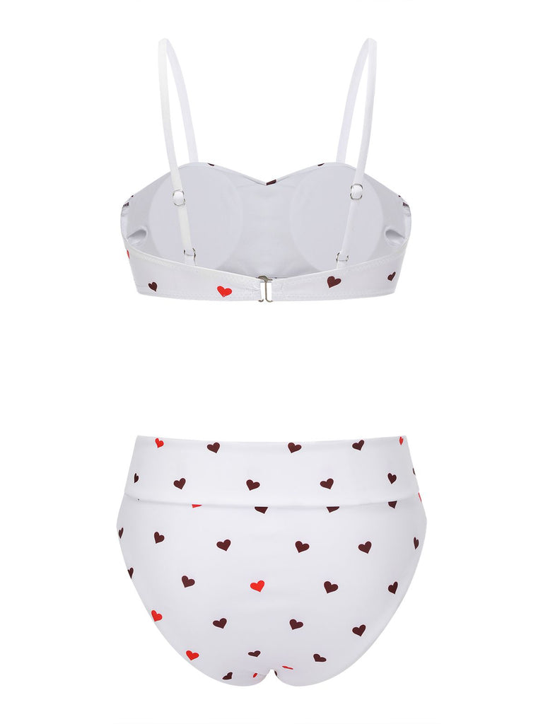Red 1940s Heart Spaghetti Strap Swimsuit