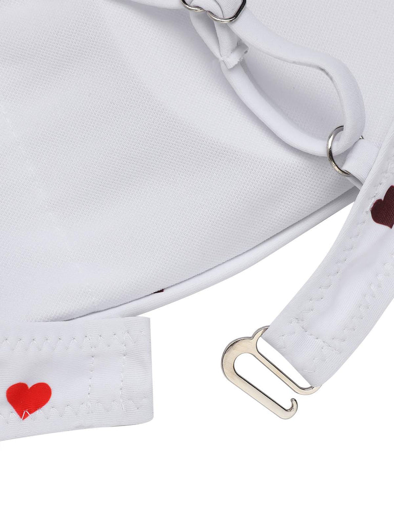 Red 1940s Heart Spaghetti Strap Swimsuit