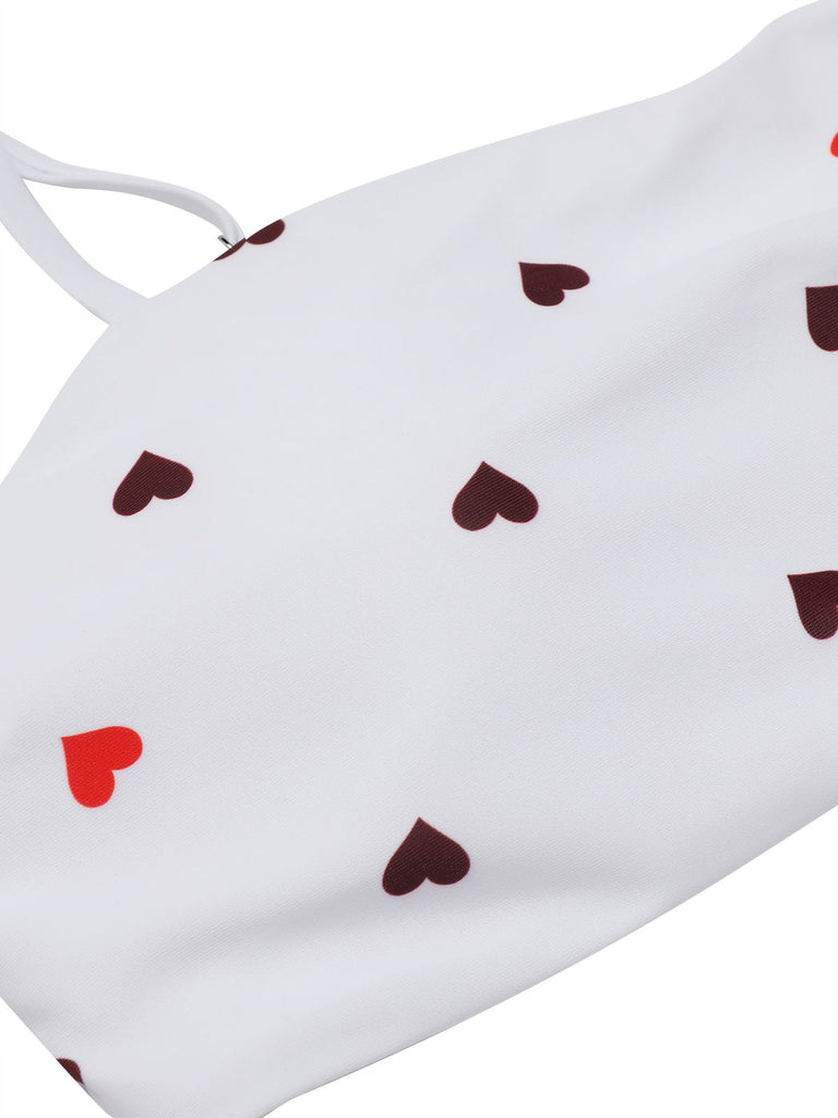 Red 1940s Heart Spaghetti Strap Swimsuit