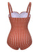 Red 1940s Plaid Strap One-piece Swimsuit
