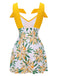 Yellow 1940s Floral Patchwork One-Piece Swimsuit