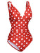 [US Warehouse] Red 1930s Polka Dot V-Neck Swimsuit