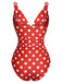 [US Warehouse] Red 1930s Polka Dot V-Neck Swimsuit