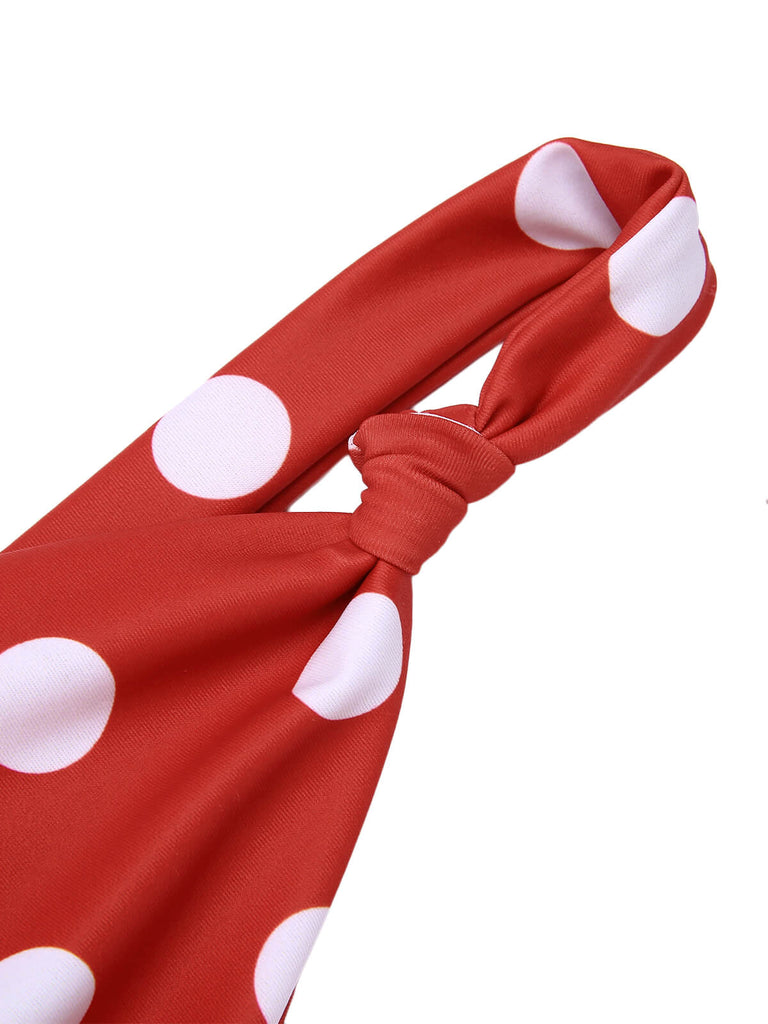 [US Warehouse] Red 1930s Polka Dot V-Neck Swimsuit