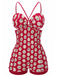 [US Warehouse] Red 1950s Strap Floral One-piece Swimsuit