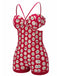 [US Warehouse] Red 1950s Strap Floral One-piece Swimsuit