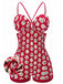 [US Warehouse] Red 1950s Strap Floral One-piece Swimsuit