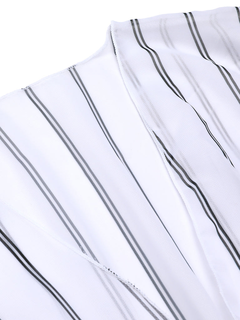 1960s Striped Beach Sun Chiffon Blouse Cover-Up
