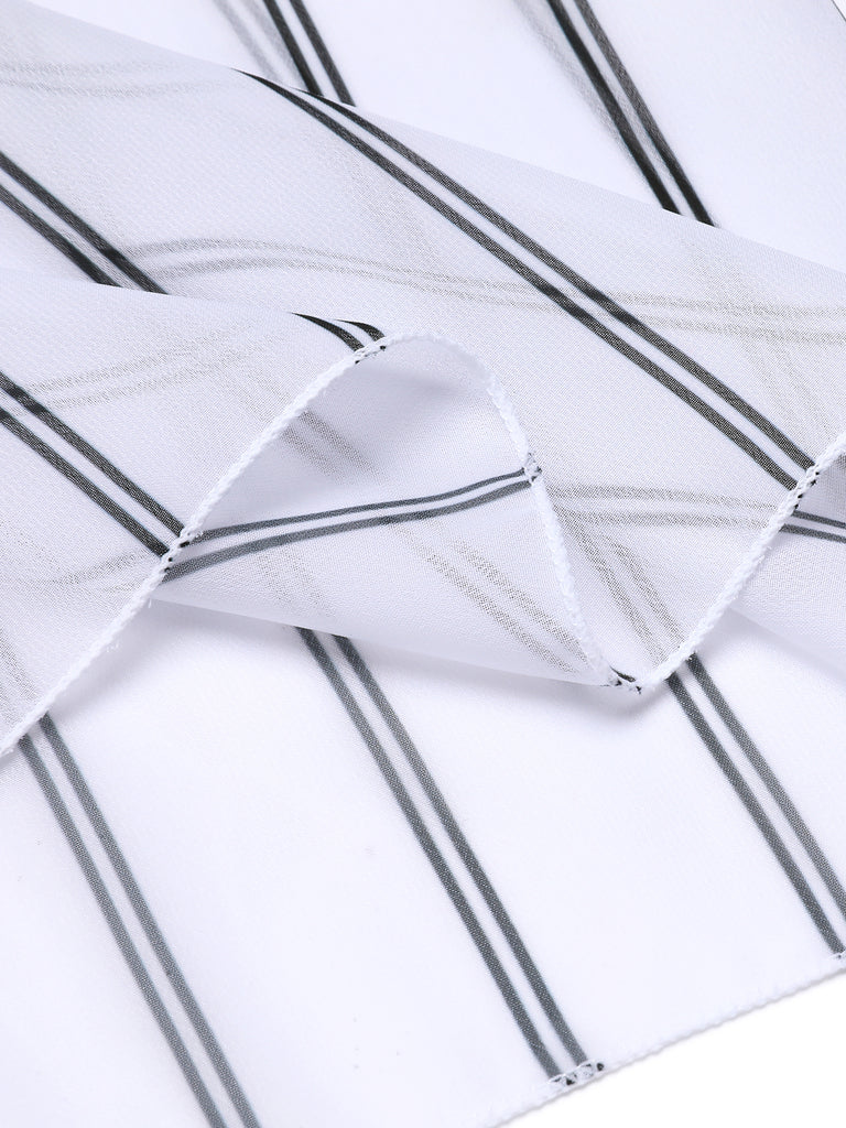 1960s Striped Beach Sun Chiffon Blouse Cover-Up