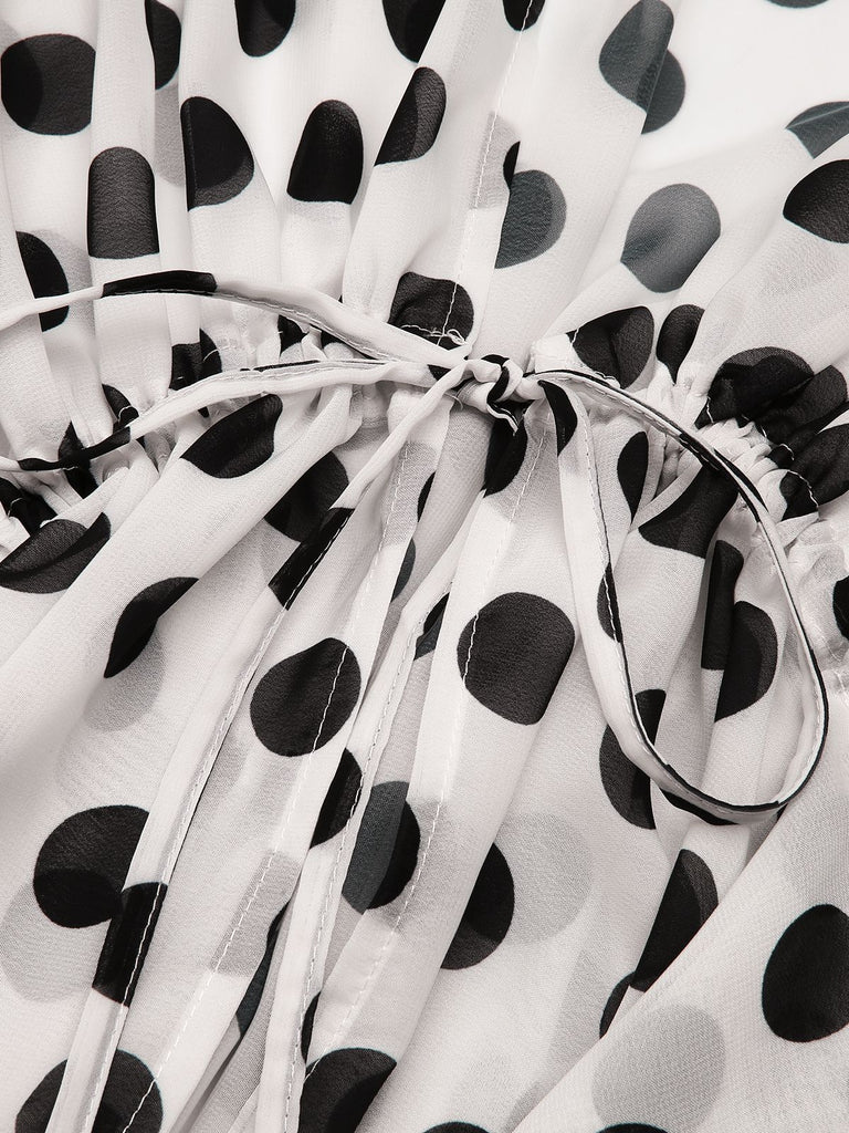 Black&White 1960s Polka Dots Long Cover-up