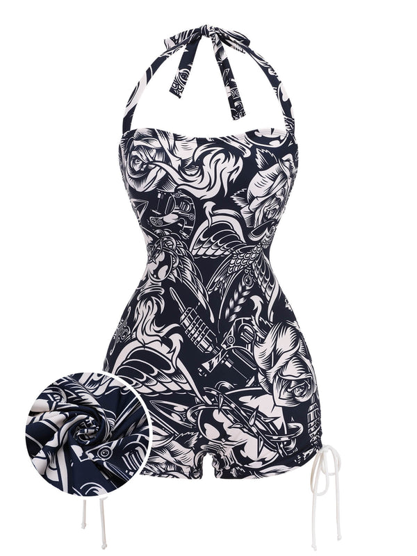 1940s Dark Comics Halter Swimsuit | Retro Stage