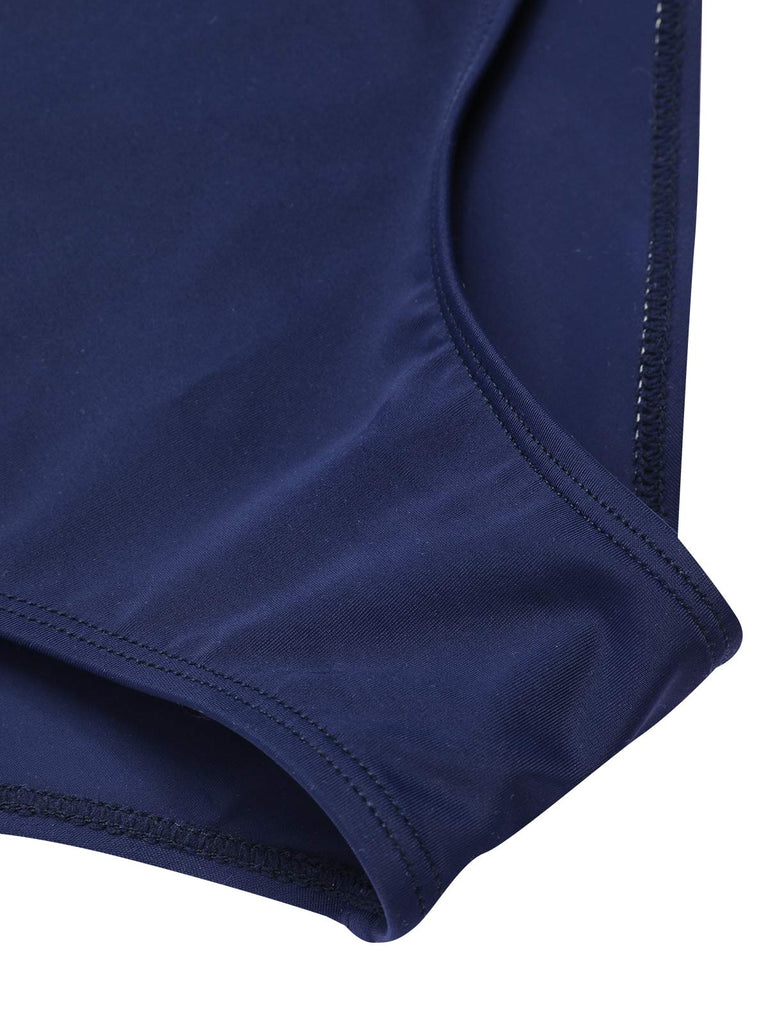 [Pre-Sale] Dark Blue 1940s Striped Ruffled Swimsuit