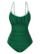 1940s Spaghetti Straps Ruched One-Piece Swimsuit