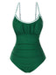 1940s Spaghetti Straps Ruched One-Piece Swimsuit