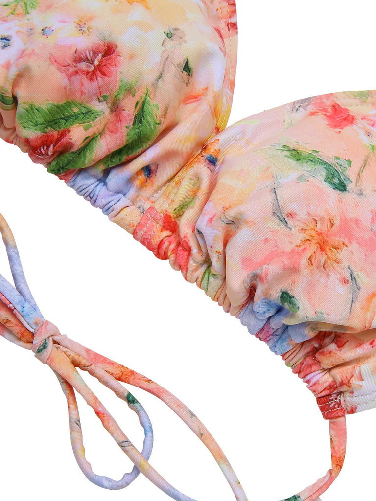 4PCS 1950s Floral Swimsuit Dress Set
