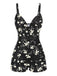 [Pre-Sale] Black 1940s Floral Boxer Straps Swimsuit