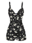 [Pre-Sale] Black 1940s Floral Boxer Straps Swimsuit