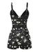[Pre-Sale] Black 1940s Floral Boxer Straps Swimsuit