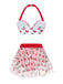 2PCS Red 1950s Cherry Bikini & Tie-Waist Cover up