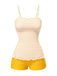 [Pre-Sale] 1960s Strap Stripes Lace Trim One-Piece Swimsuit