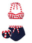 [Pre-Sale] Red & Blue 1940s Striped Bow Bikini Set