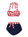 [Pre-Sale] Red & Blue 1940s Striped Bow Bikini Set